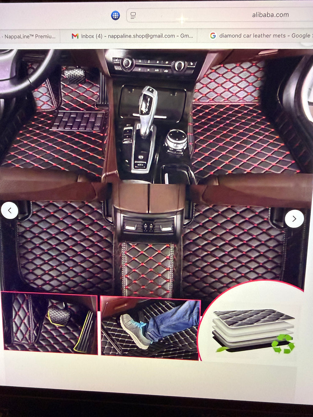 NappaLine™ Premium Diamond-Stitched Leather Car Mats (Custom Fit)